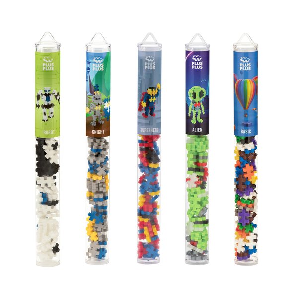 PLUS PLUS Building Block Playset Kit, Themed Figures 3D Puzzle, Fun Stem Toys for Kids, 350 Mini Interlocking Pieces - 5 Tube Bundle, Fantasy Battle
