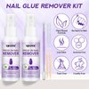 XIFEPFR Nail Glue Remover Kit, 2pcs Press on Nail Remover with Removal Tools, Easy Remove Solid Nail Glue Gel On Fake Nail Tips in 5s, Non-Acetone, Not for UV Gel or Gel Nail Polish