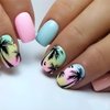 Summer Press on Nails Short Square Shaped Fake Nails Pink False Nails with Coconut Tree Designs Hawaii Glue on Nails Blue Summer Stick on Nails Full Cover Acrylic Nails Glossy Artificial Nails