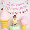 Jollyboom Ice Cream Birthday Decoration 4th, We All Scream 4 Ice Cream Birthday Banner Glitter Ice Cream Banner Garland for Summer Ice Cream Theme Girl 4th Birthday Party