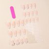 24Pcs Almond Press on Nails French Tip Glue on Nails 3D Bow Pearl Heart Design Medium Length Fake Nails White Nail Tips Glossy Acrylic Press on Nails Cute Stick on Nails for Women Manicure DIY