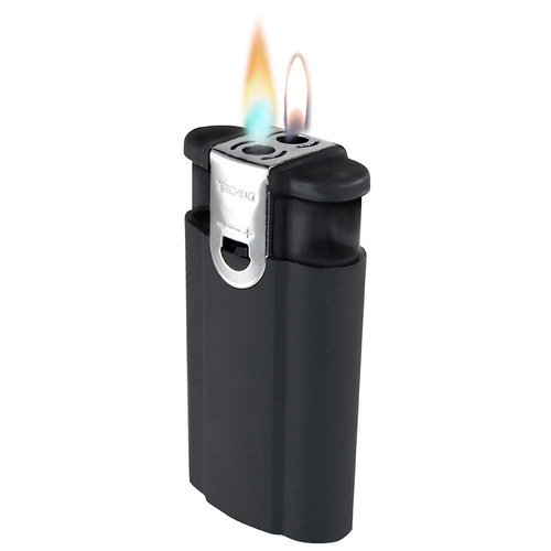 Flame-N-Torch Dual Butane Lighter with Windproof Torch and Soft Lighter Flames - Orange