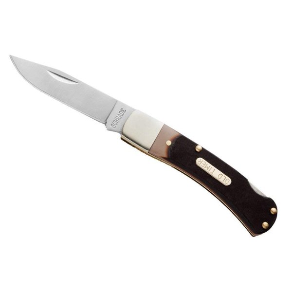 Old Timer 3OT Bearhead Traditional Lockback Pocket Knife with 2.2in High Carbon Stainless Steel Blade, Sawcut Handle, and Convenient Small Size for EDC, Whittling, Camping, Hunting, and Outdoors