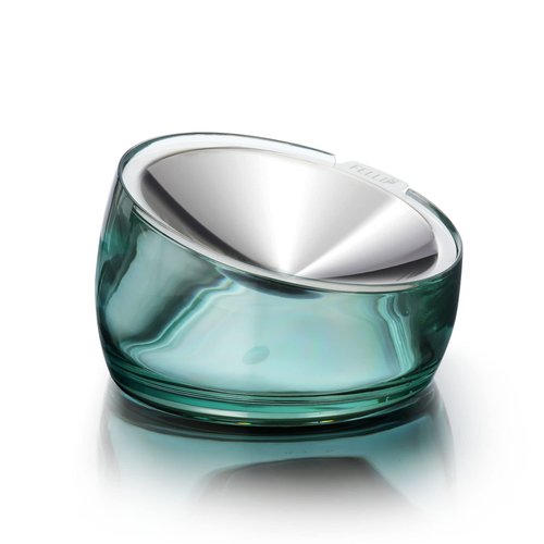 Felli Pet Oblik Anti Whisker Fatigue Cat Food Bowl Stainless Steel Shallow Dish for Cat Dog, Anti Vomiting Angled Slanted Metal Feeder, Elevated Acrylic Base for Storage (0.5Cup, Classic)