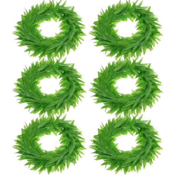 WILLBOND 6 Pieces Tropical Fern Leaf Headband Hawaiian Tropical Leis Headband Knitted Fabric Toga Headwear Leaf Crown
