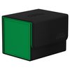 Ultimate Guard Sidewinder Synergy 100+, Deck Box for 100 Double-Sleeved TCG Cards, Black/Green, Magnetic Closure & Microfiber Inner Lining