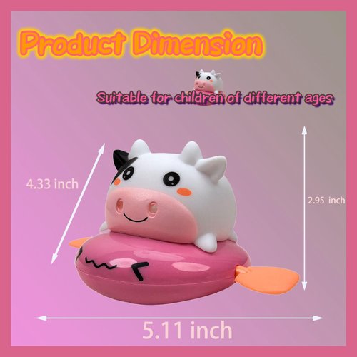 Pink Milk Cow Bath Toy, Cute Cow Wind Up Bath Toys for Boys and Girls, Baby Shower Games Bath Toys for Toddlers 3-5, Bathtub Wind Up Toys for Christmas, Party Favors, Easter Kids Wind Up Toys