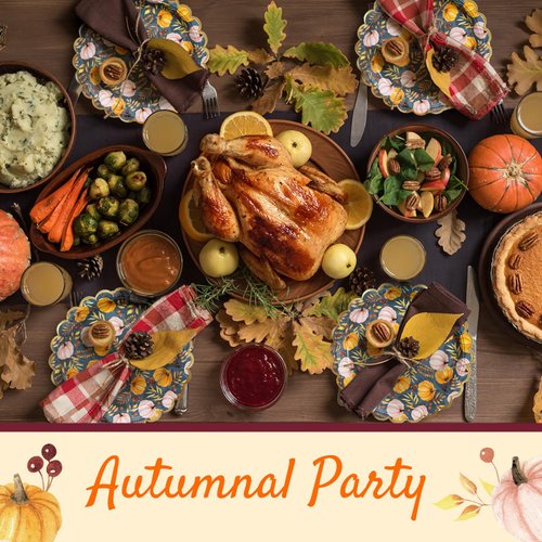 Confettiville Thanksgiving Paper Plates, 50-Count Disposable Thanksgiving Dinner Plates, Scalloped, Party Supplies, Pumpkins, Slate Grey