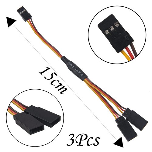 18Pcs 3-Pin JR Servo Extension Cable,1 JR Male to 2/3 Female JR Y Harness Servo Cable & 3.93" 5.9" 11.8" JR Extension Wire for RC Cars Trucks Airplanes Servo Receiver Connection,5 Styles