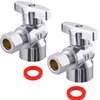 Minimprover 2 Pack Premium Brass Chrome plated 1/2" FIP Female Thread x 3/8 Inch OD Compression Quarter Turn Water Angle Stop Valve Shut Off