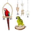 TOLMIOW 9 Pieces Parrots Chewing Natural Wood and Rope Bungee Bird Toy for Anchovies, Coconut Hideaway with Ladder,Bird Perch Stand, Bird Cage Accessories, Parakeets, Cockatiel, Conure, Mynah, Macow