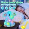 BSTAOFY 12‘’ Musical Light Up Elephant Plush Toy Floppy LED Stuffed Animals Lullabies Nightlight Bedtime for Kids Birthday Valentines for Toddlers, Blue