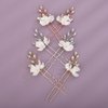 Teyglen 2pcs Flower Bridal Hair Pins Rhinestone Wedding Hair Pins Clips Set with Pearl Flower Hair Accessories for Bride Wedding Crystal Hair Piece for Women Girls (Silver)