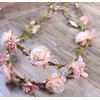 Floral Fall Adjustable Bridal Flower Garland Headband Flower Crown Hair Wreath Halo F-83 (Style 2 Blush)