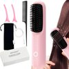 Carbeneat Brusheo Hair Pro Cordless Hair Straightener Brush for Women, Ceramic Heater Surface, 3 Mode Settings, Travel Size, Pink (7.87 inches x 1.77 inches)