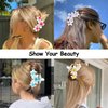 Amariver 4PCS Flower Hair Claw Clips for Women Middle Flower Hair Clips Non-slip Glitter Claw Clips Flower Hair Clip for Thick Thin Hair Strong Hold Hair Claws Hair Accessories for Women Girls
