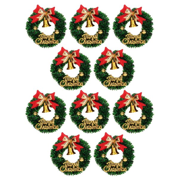 10 Pieces Dollhouse Miniature Christmas Wreath Dollhouse Accessories Mini Decorative Wreaths for Xmas Decoration Accessories Miniature Scene Model Pretend Play for 1/12 1/6 Scale Doll