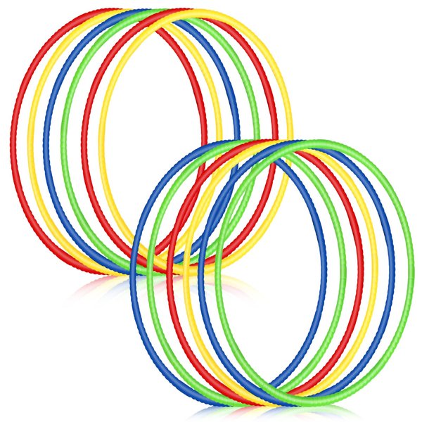 Sratte 12 Pcs Toy Hoop for Kid Detachable Adjustable Toy Hoop Colored Hoop Exercise Ring Plastic Circle for Kid Teen Gymnastics Dog Agility Equipment, Require Self Assembly(Classic Color, 24 Inch)