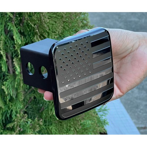 eVerHitch 2 Inch Trailer Hitch Cover Plug with Metal American Black Flag Fit for Any 2" Hitch Receivers