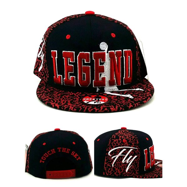 Greatest 23 Chicago New Legend Fly Crackle Cracked Cement Black Red Era Snapback Hat Cap