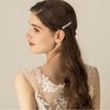 Allereyae Crystal Wedding Hairpins Barrette Rhinestone Hair Clip Barrette Sliver CZ Bling Bridal Headpieces Decorative Head Clip Headwear Bridal Hair Accessories for Women and Girls (Silver)