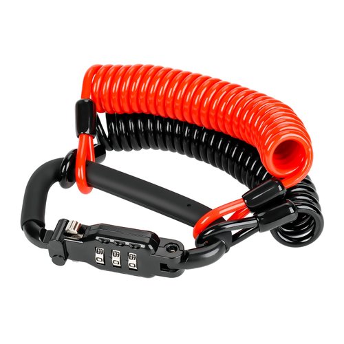 Avoeco Motorcycle Helmet Lock-with Two Cables & PIN Locking Carabiner for Extra Security-Ideal Lock for Bike Helmets, Phone Mount, Bag, Luggage, Multifunctional Accessory, Perfect Travel Companion