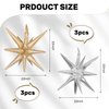 6 Pcs Star Foil Balloons One-Piece 14-Pointed Star Balloons 4D Starburst Cone Mylar Balloons 22inch Christmas Birthday Wedding Wedding Anniversary Party Supplies(Silver + Caramel Colour)