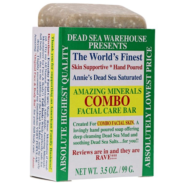 Dead Sea Warehouse – Amazing Minerals Combo Facial Care Bar – 3.5 OZ – Dead Sea Salt & Mud Soap – All Natural – Combination Skin Cleanser – Vegan