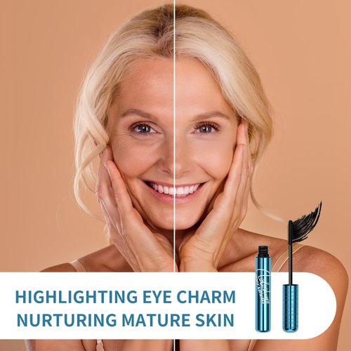 Black Mascara for Mature Women - Waterproof, Lengthens & Volumizes Mascara for Older Women, No Clumps or Smudges, Hypoallergenic, Cruelty-Free, Ideal for Sensitive Eyes (Pack of 2)