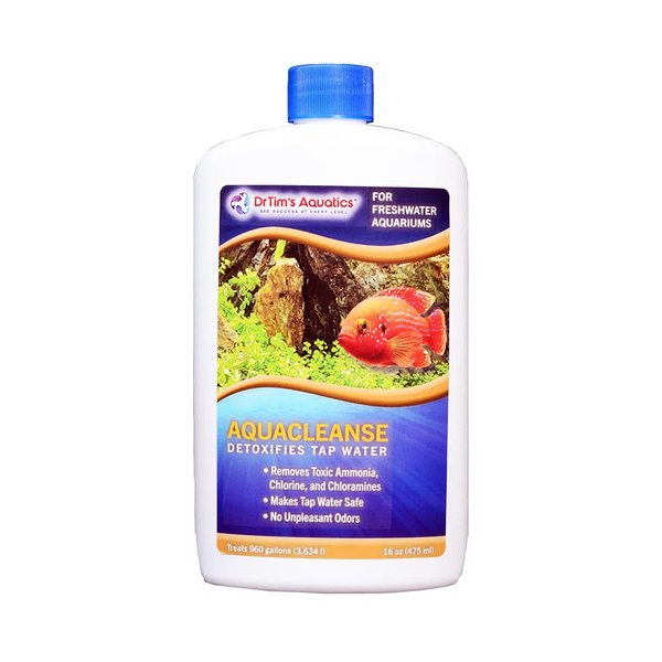 DrTim’s Aquatics AquaCleanse for Freshwater Aquariums – Tap Water Detoxifier: Dechlorinator & Ammonia Remover for New & Cycled Fish Tanks 16 oz.