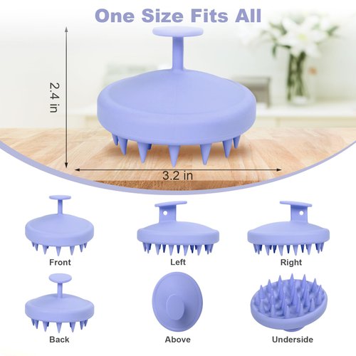 Meartchy Silicone Scalp Massager, Scalp Scrubber for Hair Growth with Soft Bristles, Scalp Exfoliator Brush Dandruff Removal Shampoo Brush for Wet Dry Scalp Care (Light Purple)