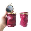 RRBMMH Leather Lipstick Pouch Mini Cosmetic Bag with Mirror Foldable Makeup Pouch for Travel Portable Leather Coin Purse
