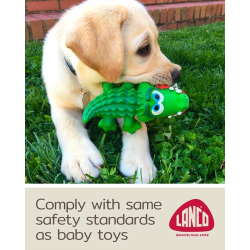 Crocodile Sensory Dog Toy Natural Rubber (Latex), Lead-Free & Chemical-Free, Handpainted, Soft & Squeak