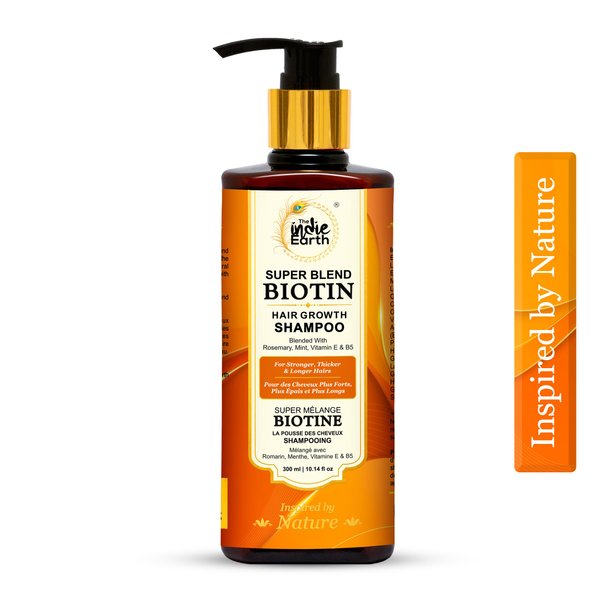 The Indie Earth Rosemary Mint Biotin Hair Shampoo for Stronger, Thicker & Longer Hairs with Vitamin E and B5 | Hair Growth Shampoo for Healthy Hairs, Contains NO SLS, NO SLES, NO PARABENS 300 mL