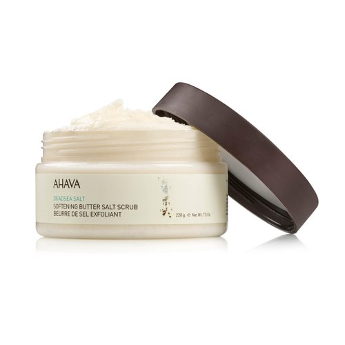 AHAVA Dead Sea Salt Softening Butter Salt Scrub - Rich, Buttery Body Scrub for Smooth, Radiant Skin, Energizes Sensation for Body & Mind, with exclusive Osmoter, Jojoba & Coconut Oil, 7.5 Fl.Oz