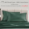 California Design Den Standard Queen Size Pillowcase Set - 400 Thread Count, 100% Cotton Sateen, Set of 2 Pillow Covers, Breathable, Cooling, Soft for Quality Sleep - Hunter Green