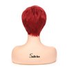 Short Red Wigs for Women Layered Natural Synthetic Heat Resistant Halloween Cosplay Costume Wig with Wig Cap