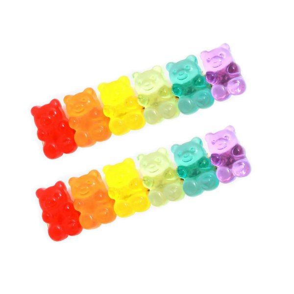 Mavi Bandz Rainbow Colored Gummy Bear Candy Hair Clip Barrette Accessory Set of Two,One Size