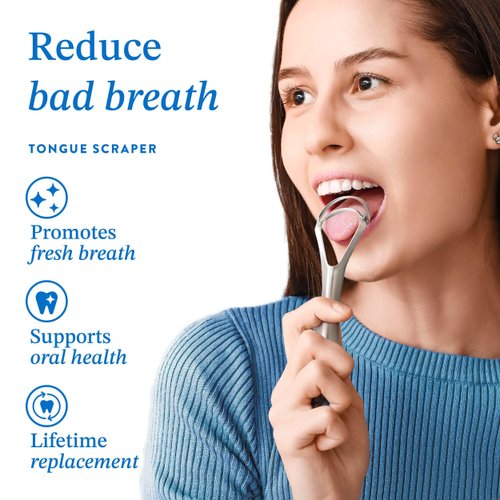 Tongue Scraper for Adults (Variety 2 Pack) - Reduced Bad Breath & Improved Tongue Cleaning, Stainless Steel Tongue Scraper for Kids, Ayurvedic Tongue Scraper, Metal Tongue Sweeper Kids Tongue Scraper