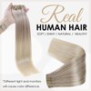 Full Shine Balayage Clip in Hair Extensions Blonde Human Hair Ash Blonde Mix Platinum Blonde Color 18/22 to 60 Blonde Clip in Extensions Real Human Hair Pu Weft 8Pcs 120Grams 16 Inch