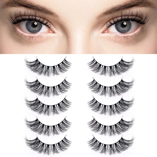 False Eyelashes Wispy with Invisible Thin Band Lashes 10Pair Cat Eye Lashes D Curl Faux Mink Eyelashes For Party and Wedding by EXTENIFY