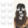 Paderison 8Pcs Butterfly Hair Clips for Teens Small Hair Clips Lace Hair Bows Embroidery Butterfly Hair Pins Wedding Hair Clips Hair Accessories for Women Y2K Fairy Hair Clips Barrettes(White)