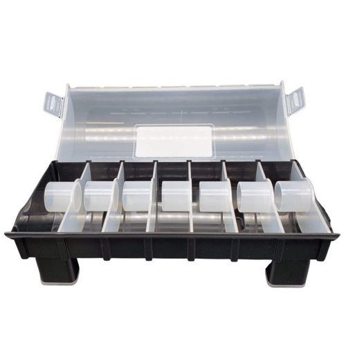 QSRProducts 7-Slot Day of The Week Covered Label Dispenser (for 3/4" or 1" Labels) - Food Sticker Holder for Inventory Management and Meal Prep, Protects Labels Inside