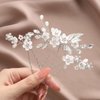 Gorais Flower Wedding Hair Pins Crystal Bridal Hair Pieces Pearl Bride Hair Clips Hair Accessories for Women and Girls (Pack of 3)