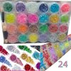 24 Color Body Glitter Gel Temporary Tattoos, Chunky Sequin Glitter with 32 Fashionable Temporary Tattoos 4 Brushes for Festival Birthday Makeup Party