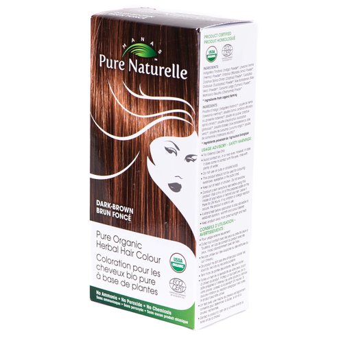 Manas Pure Naturelle Pure Organic Herbal Hair Colour - Natural Hair Dye for Men and Women with 100% Grey Coverage (Dark Brown)