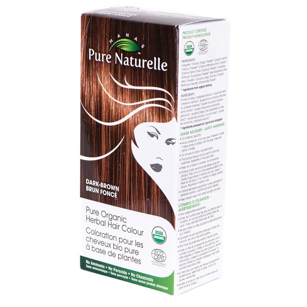 Manas Pure Naturelle Pure Organic Herbal Hair Colour - Natural Hair Dye for Men and Women with 100% Grey Coverage (Dark Brown)