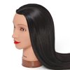 Headwinn Mannequin Head with Hair 26"-28" Synthetic Fiber Hair Styling Training Head Manikin Cosmetology Doll Head for Wigs Free Clamp Stand (Black)