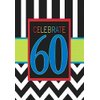 Must-Have Chevron and Stripes 60th Birthday Party Beverage Napkins Tableware, Pack of 16, Multi , 5"x5" Paper