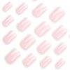 French Tip Press on Nails Short Square White and Pink Gradient Designs Full Cover Glue on Nails Short Coffin Acrylic False Nails Artificial Glossy Stick on Nails for Women Girls Manicure Kits 24 Pcs